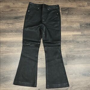 Veronica Beard Black Leather-Trim Jeans